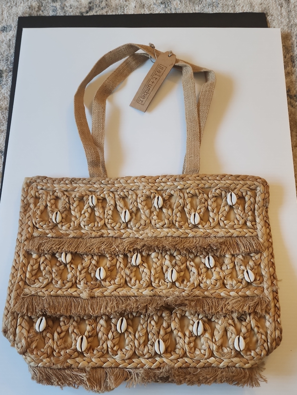 Salt + Umber The Isla Jute Seashell Tote Bag. NWT 16×12